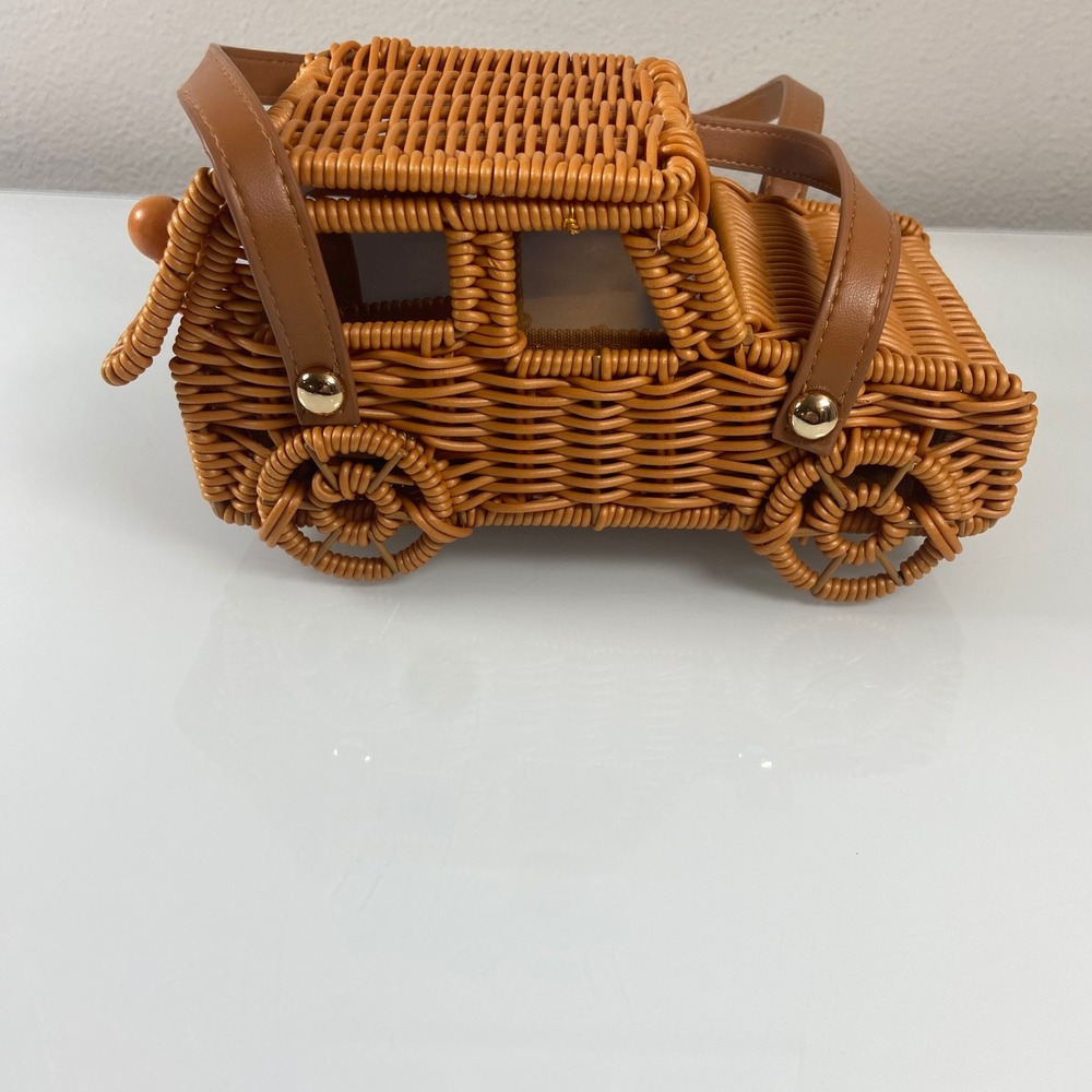 Tommy Bahama Womens Natural Wicker Jeep Novelty Bag NEW Tropical Whimsy - Picture 6 of 7